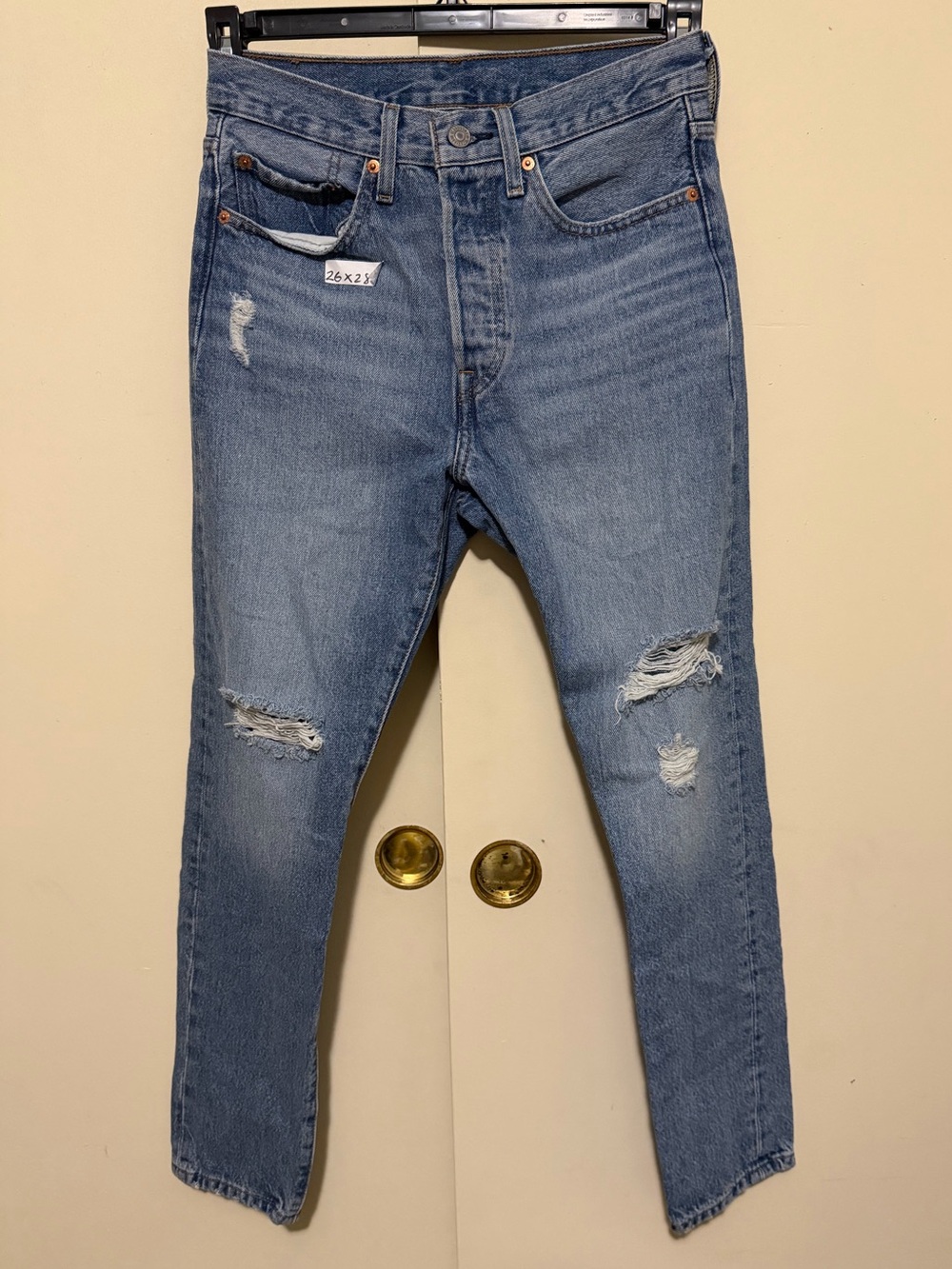 Levi's Men's Light Blue Ripped Skinny Jeans